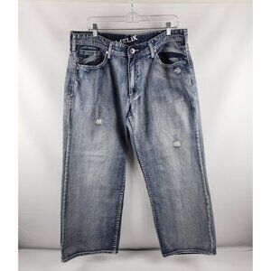 Helix Jeans Mens 38x29 Blue Loose Straight Leg Slight Distress Denim